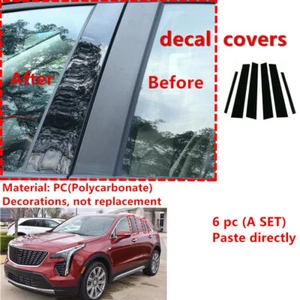 Gloss Black Cover For Cadillac XT4 2019-2022 6Pcs Pillar Posts Door Window Trim - Picture 1 of 9