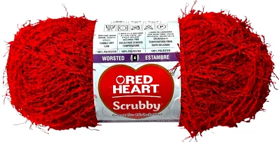 Red Heart Scrubby Yarn Skein Cherry Red 3.5 oz 92 Yards Craftcore Dishcloths - Image 1 of 4