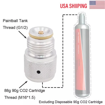 Adaptador de CO2 para cartucho de CO2 88G 90G desechable a tanque de rosca G1/2-14 ENVÍO A EE. UU. Foto 1 de 4