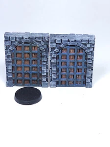 Set of 2 doors 25mm painted Warhammer Fantasy D&D Terrain RPG Wargaming wargames - Picture 1 of 1