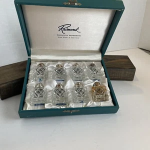 8 Vintage Mini Raimond Silversmiths Crystal Square Salt & Pepper Shakers IN BOX - Picture 1 of 8