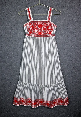 Платье Kate Spade Broome Street в полоску с вышивкой Midi Sun серое белое красное XS - Изображение 1 из 4