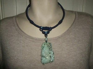 COLLANA GIOIELLO GIADA VERDE JADE CIONDOLO ANTICO STERLING ARGENTO 925 SILVER - Foto 1 di 8