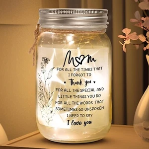 Mothers Day Gifts for Mom from Daughter Son, Mason Jar Night Lights, Birthday Gi - Picture 1 of 7