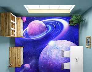 3D Purple Planet 2104 Floor WallPaper Murals Wall Print Decal UK Zoe - Bild 1 von 5