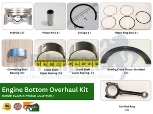 Engine Bottom Overhaul Kit For Maruti Suzuki S-Presso Piston, Pin, Circlip, Ring - Picture 1 of 2