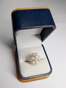 Vintage genuine 14K yellow gold domed freshwater cluster pearl ring - Picture 1 of 8