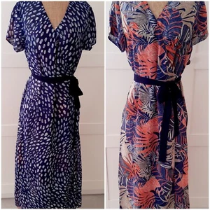 Kaleidoscope Ladies Navy Reversible Midi Wrap Dress Size 10 BRAND NEW - Picture 1 of 9