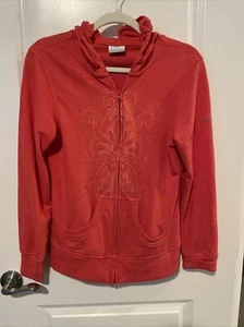 Columbia Coral Henna Floral Zip-Up Hoodie Sweat Shirt Size L - Picture 1 of 5