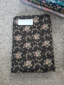 Liberty 2 Yards 53 Inch Vintage Cotton Fabric Black Floral - Picture 1 of 6