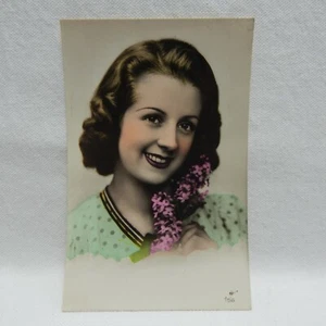 YOUNG WOMAN STUDIO PHOTO, P.F. PARIS, FRANCE, RPPC POSTCARD - Picture 1 of 2