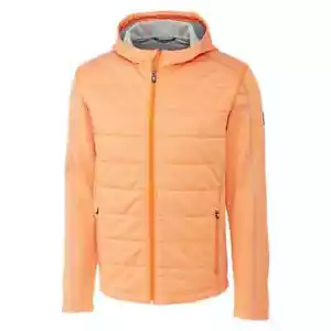 NUOVO! Cutter & Buck Giacca da golf trapuntata da uomo Altitude con cappuccio e zip intera - Arancione XL - Foto 1 di 12