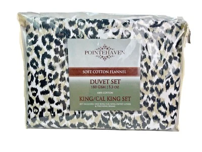 Juego de funda nórdica Pointehaven estampado de leopardo 100 % algodón franela King/Cal King $150 Foto 1 de 4