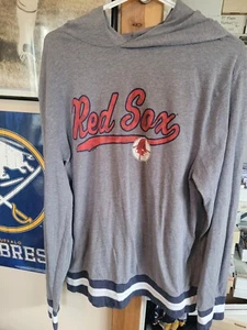 MLB Boston Red Sox Sudadera con Capucha Pullover Ligero Retro Para Hombre Talla L Grande Gris - Imagen 1 de 2