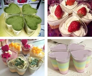 Foraineam 47 Pack 5 oz. Dessert Cup, Clear Plastic Appetizer Cups Heart-shape - Picture 1 of 7