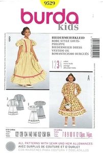 Burda 9529 Girls' 1800s Biedermeier Period Dress COSTUME Sz 7-14 UNCUT Pattern - Picture 1 of 5