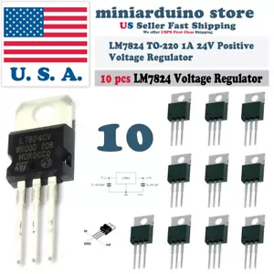 10pcs L7824CV L7824 LM7824 ST TO-220 Positive Voltage Regulator 24V 1A - Picture 1 of 1