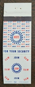 UAW "Matchcover" - Picture 1 of 2