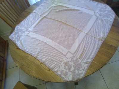 TED LAPIDUS PARIS BEIGE & CREAM GEOMETRIC SQUARE SILK SCARF EUC - Image 1 of 4