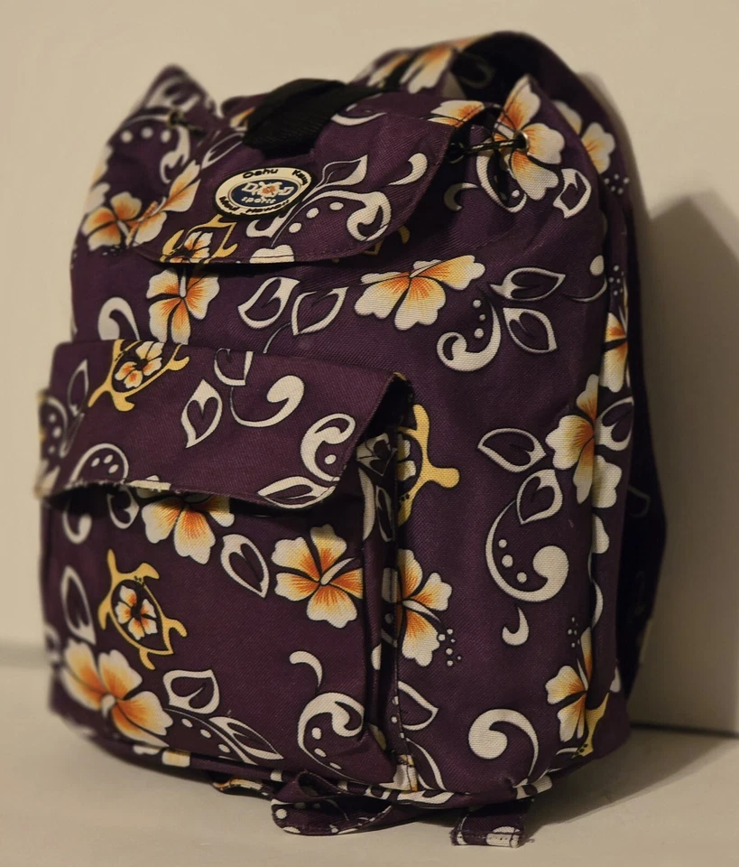 Mochila mediana floral hibisco púrpura hawaiano nueva sin etiquetas viaje actividades informales Foto 1 de 4