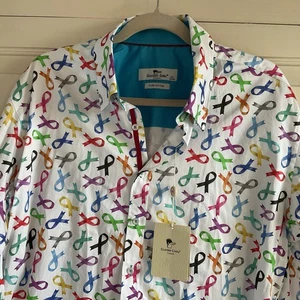 Claudio Lugli  Multicolour Ribbons All Over Print.   Long Sleeve Shirt 2XL  NEW  - Picture 1 of 15