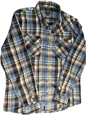 Volcom Work Wear Shirt Men's Large Blue Plaid Long Sleeve Snap Button Up Comfort - Image 1 of 4