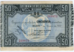 ☆ SPAIN CIVIL WAR 1937 • 50 PTS. BILBAO • EUZKADI ☆ GUERRA CIVIL ESPAÑOLA ☆D0615 - Picture 1 of 2