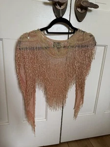 Vintage Perlen Klavier Schal Fransen Capelet Burlesque Halstuch Flapper Boho Gypsy Neu - Bild 1 von 9
