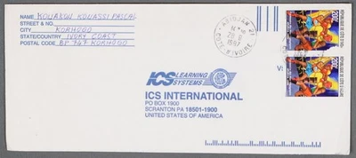 MayfairStamps Costa de Marfil 1997 Atlanta Juegos Olímpicos Boxeo Par a Scranton PA Cubierta Foto 1 de 2