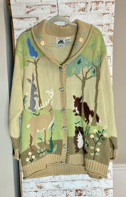 Cardigã suéter feminino Storybook Knits Woodland Scene tamanho 2x - Imagem 1 de 4