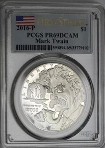 2016-P $1 Mark Twain Commemorative Silver Dollar PCGS PR69DCAM First Strike - Picture 1 of 2