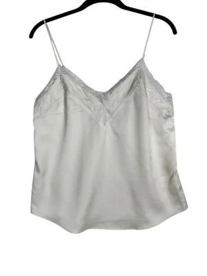 Express Cami Size Medium Lace Tank Top Cream Satin - Image 1 of 4