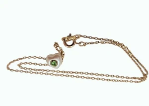 Collana Vintage 1986 Avon Cuori Amanti Peridoto Simulato Pietra Nascita 13,5" Agosto - Foto 1 di 3