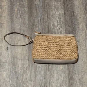 Ann Klein hellbraune Clutch im Korbgeflecht-Stil Reißverschlussgriff neu ohne Karton - Bild 1 von 11