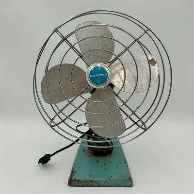 Eskimo Electric Fan Teal Blue Model 101007 Works Vintage MCM Retro Art Deco - Image 1 of 4
