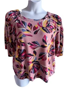 Multicolored Tropical Leaves Women's Size 2X , Blouse / Top Flared Sleeves - Picture 1 of 11
