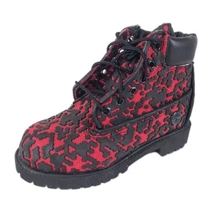 ๐จ Timberland 6 IN Classic Ventilator Big Kids Boots 20748 Black Red Size 1 Y - Picture 1 of 10