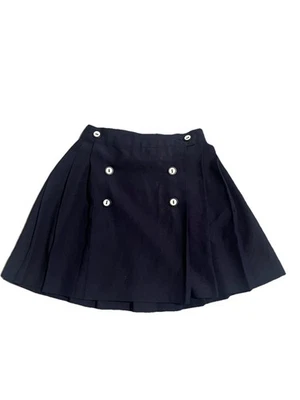 Falda plisada Michel Nicole para mujer talla 0 azul marino botón delantero mini vintage Foto 1 de 4