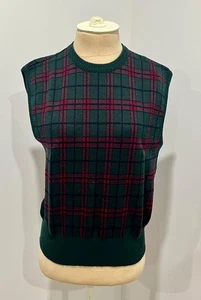 Women's Vintage Brooks Brothers Cable Knit Plaid Wool Vest Size MEDIUM - Picture 1 of 5