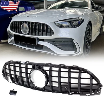 Black Front Bumper Grille For Mercedes Benz C-Class W206 AMG Line 2022-2024 - Image 1 of 4