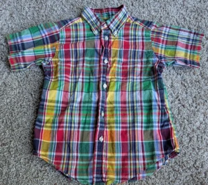Ralph Lauren 4T Colorful Plaid Button Up shirt Yellow Red Blue Green - Picture 1 of 5
