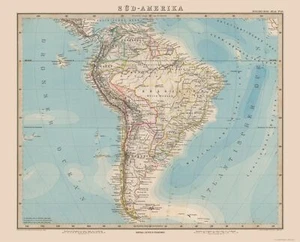 Historic Map - South America - Stieler 1885 - 28.44 x 23 - Vintage Wall Art - Picture 1 of 20