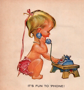Bell Telephone Betsy Bell Blue Phone Multicolor 1958 Vintage Print Ad-C-2.1