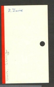 George Kiddo Davis 3x5 signed auto autographed index note card Giants Yankees