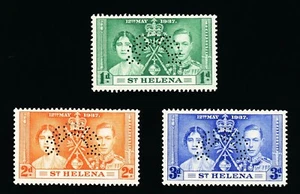 [ST. HELENA] 1937 1d-3d SG 128-130 / SC 115-117 ‘SPECIMEN’ Perfins (HR) - Picture 1 of 2