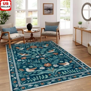 Washable Non-Slip Area Rug Soft Floral Indoor Carpet Living Room Bedroom 5x7 New - Picture 1 of 9