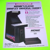 Midway OMNIFLEX Original NOS Video Arcade Game Cabinet System Promo Sales Flyer