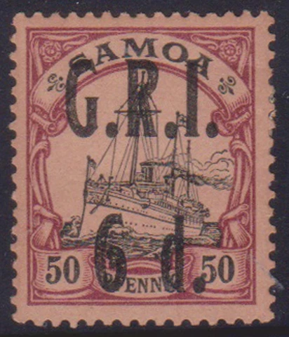 (F184-98) 1914 German Samoa O/P GRI 6d O/P on 50pf black & violet MH (CW) Cover
