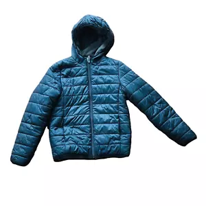 Cat & Jack Hooded Fleece Lined Zippered Puffer Black Jacket Kids M - Picture 1 of 6