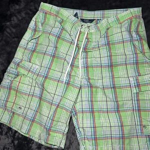 Pantalones cortos de natación Polo Ralph Lauren para hombre 38 verdes a cuadros vintage Y2K - Imagen 1 de 7